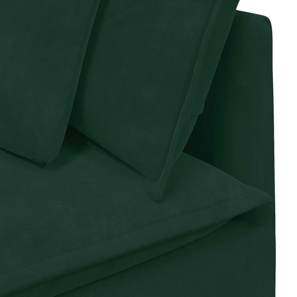 Modularna sofa s jastucima, baršunasta tamnozelena