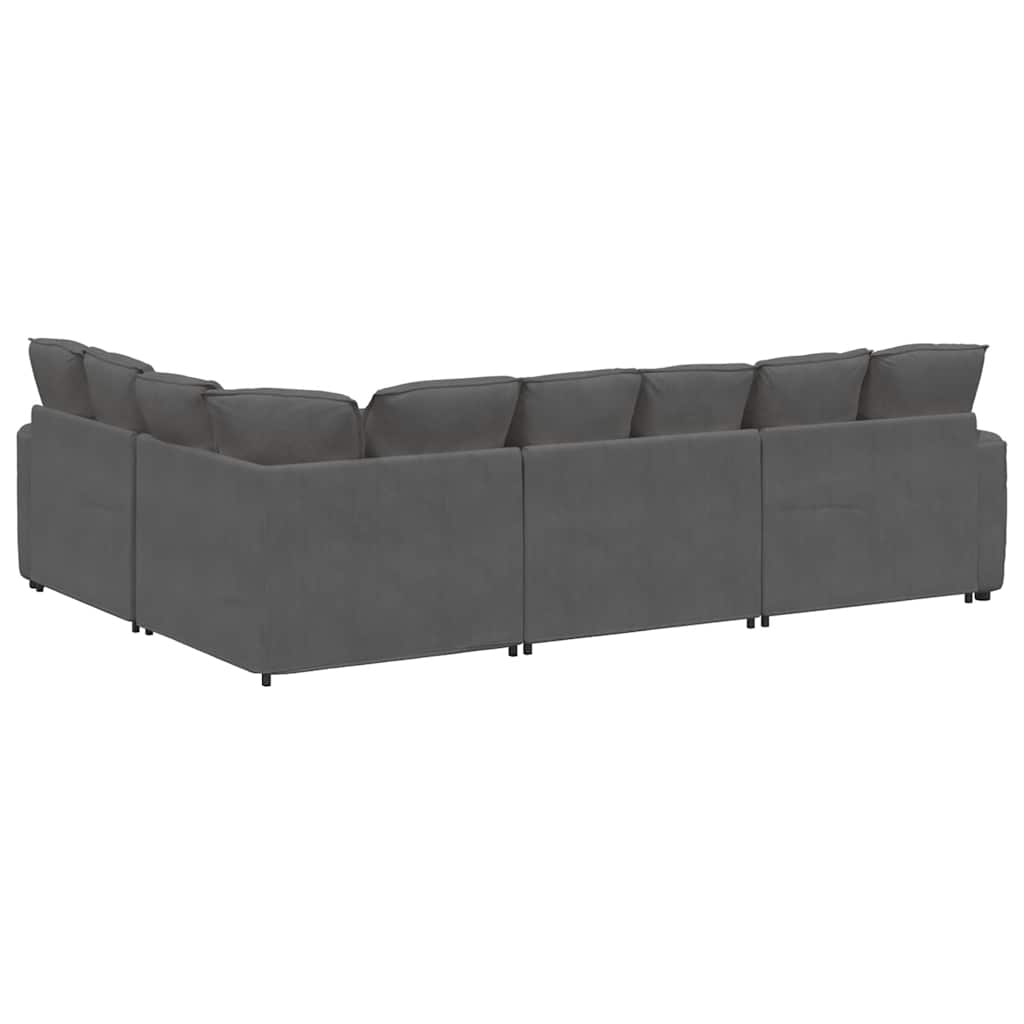 Modularna sofa s jastucima, korduro tkanina, tamno siva