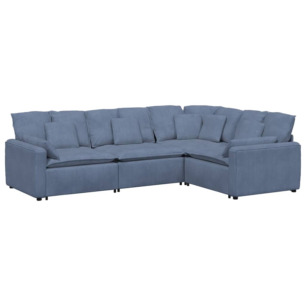 Modularna sofa s jastucima, korduro tkanina, plava