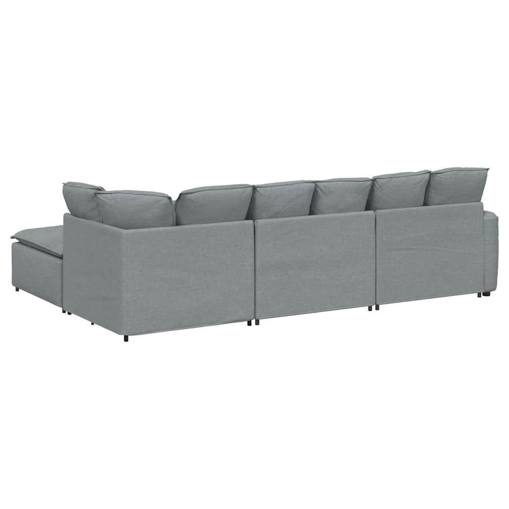 Modularna sofa s podnožjem i jastucima, tkanina, svijetlo siva