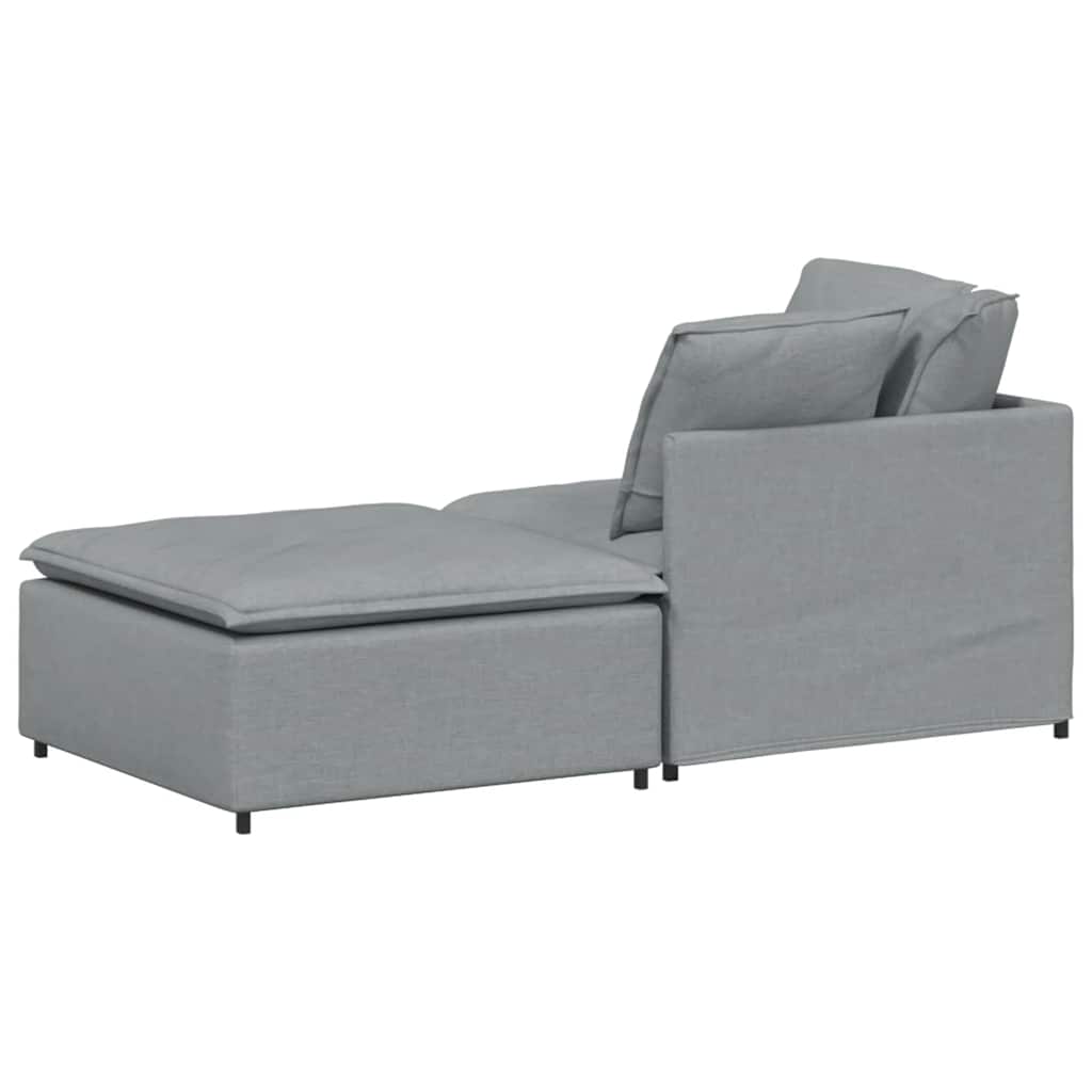 Modularna sofa s podnožjem i jastucima, tkanina, svijetlo siva