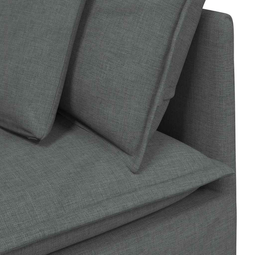 Modularna sofa s podnožjem i jastucima, tkanina, tamno siva