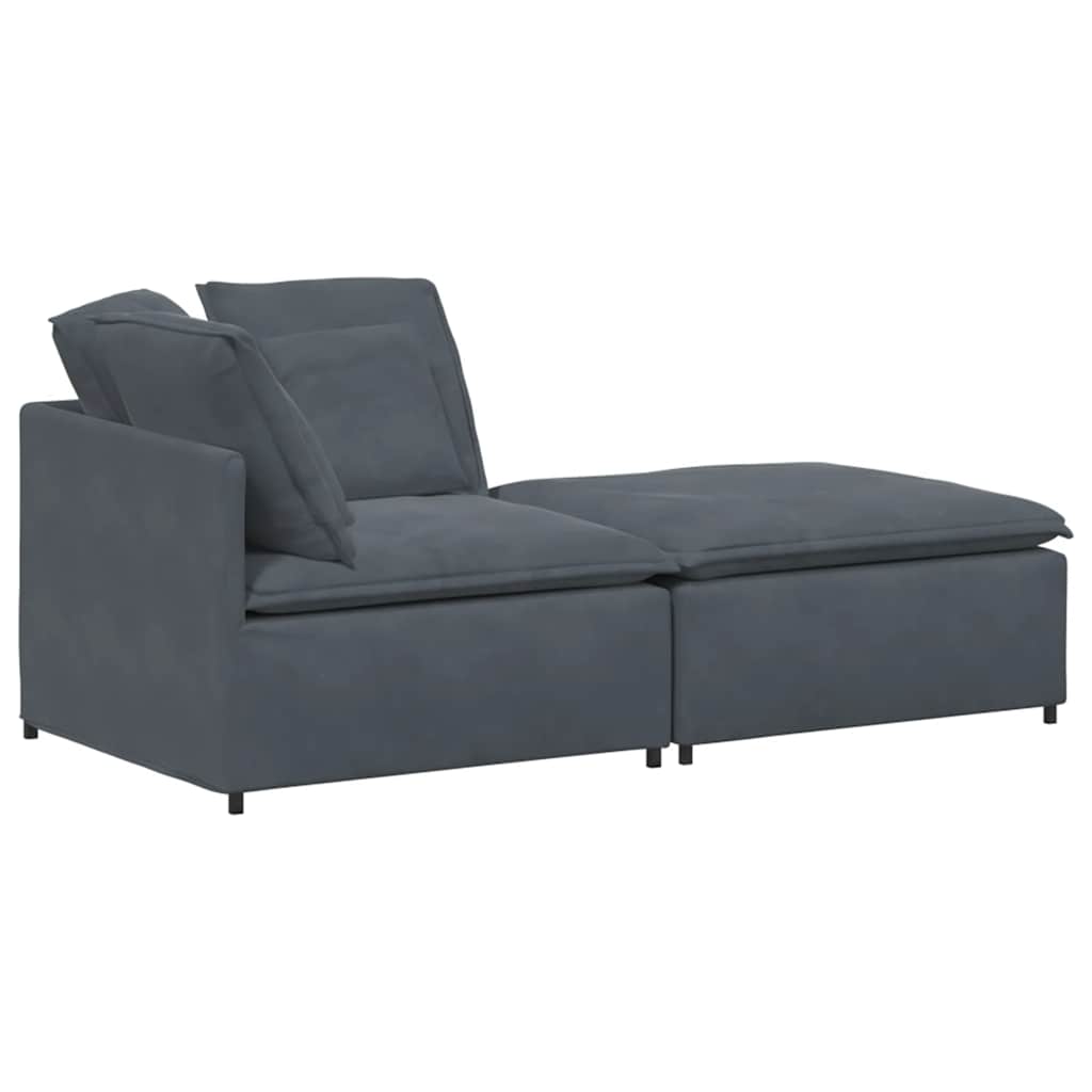 Modularna sofa s podnožjem i jastucima, baršunasta tamno siva