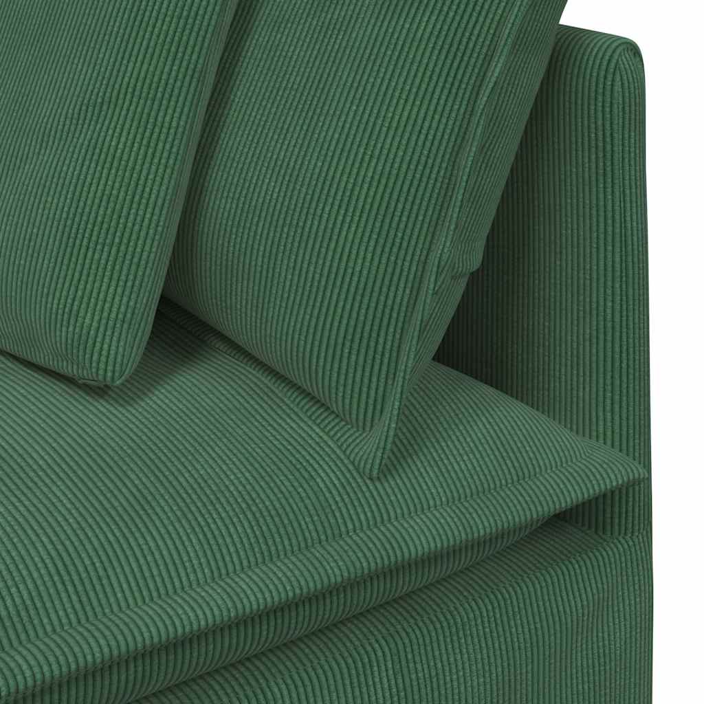 Modularna sofa s podnožjem i jastucima, tamnozelena, korduro tkanina