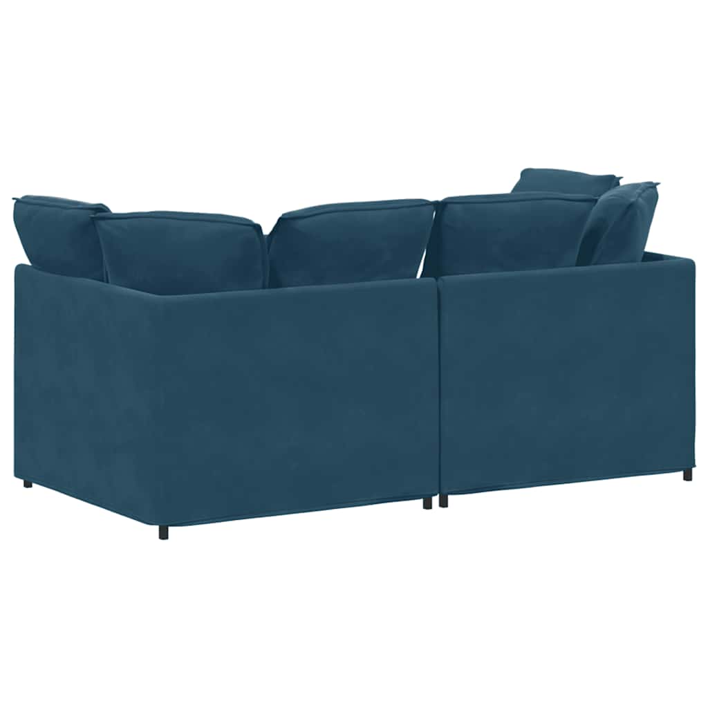 Modularna sofa s jastucima, plava baršunasta