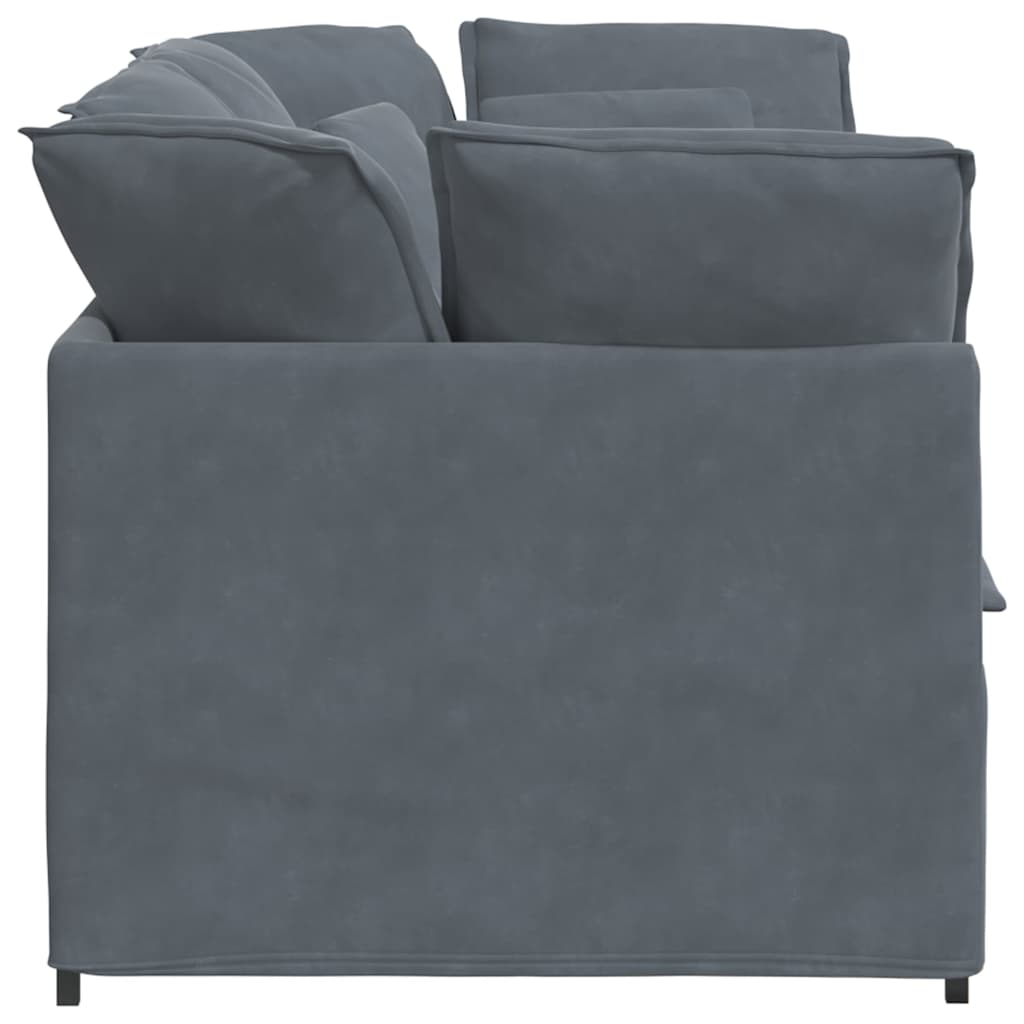Modularna sofa s jastucima, baršunasta, tamno siva