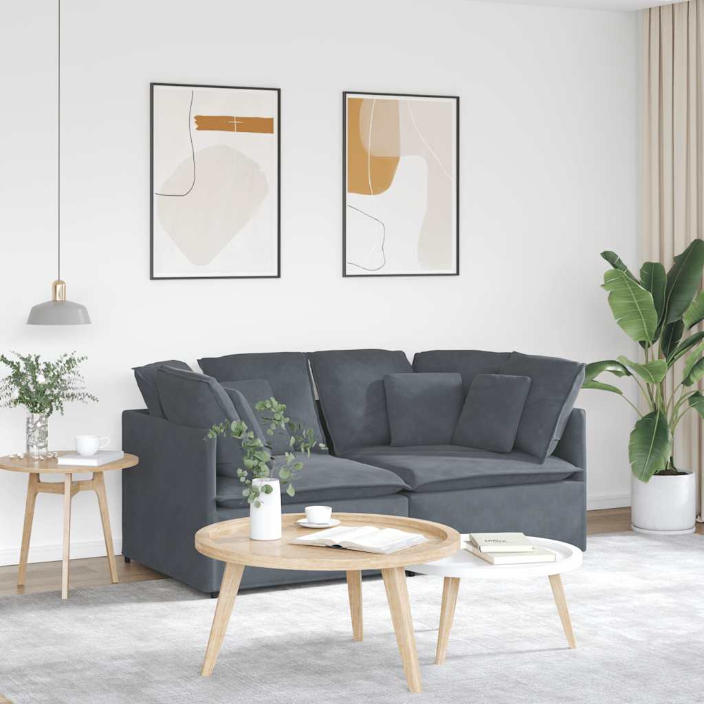 Modularna sofa s jastucima, baršunasta, tamno siva