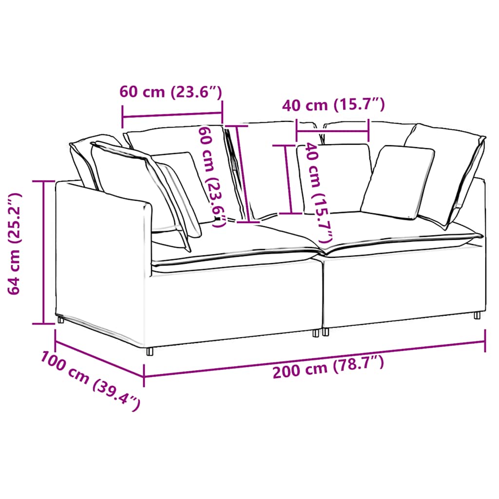 Modularna sofa s jastucima, baršunasta tamnozelena