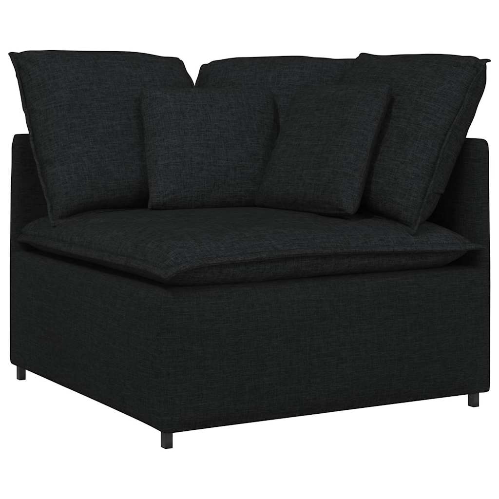 Modularna sofa s jastucima, tkanina, crna