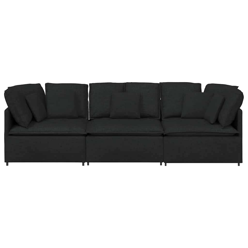 Modularna sofa s jastucima, tkanina, crna