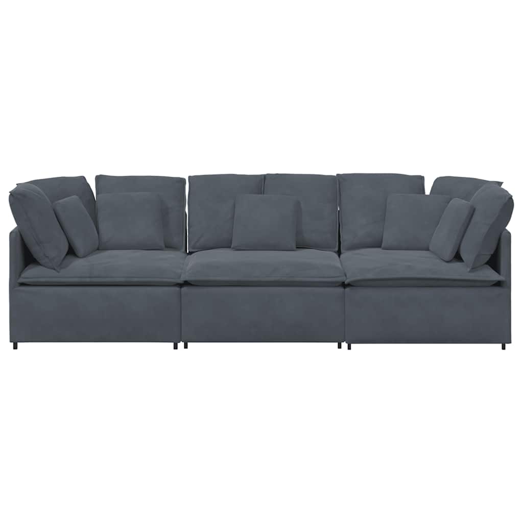 Modularna sofa s jastucima, baršunasta, tamno siva