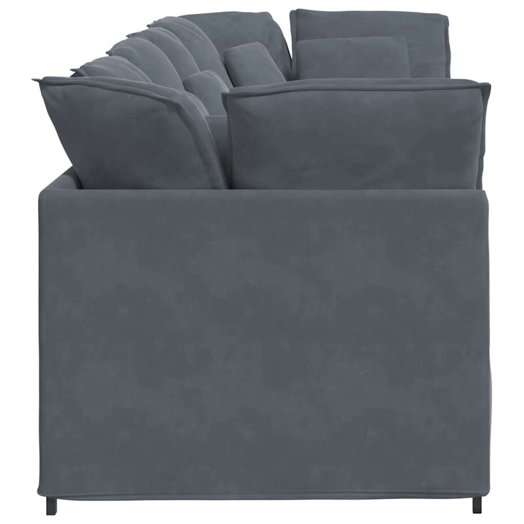 Modularna sofa s jastucima, baršunasta, tamno siva
