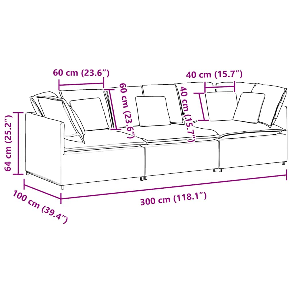 Modularna sofa s jastucima, baršunasta, tamno siva