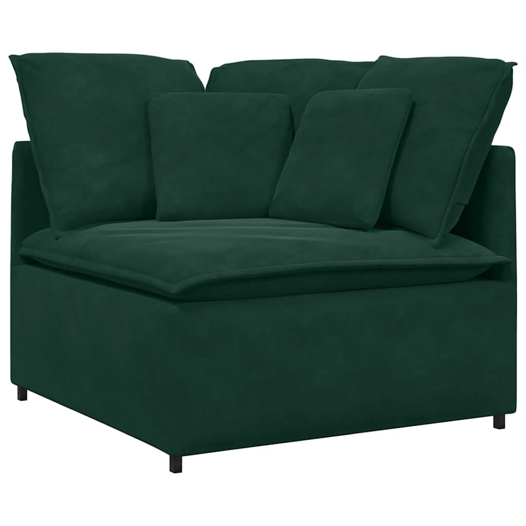 Modularna sofa s jastucima, baršunasta tamnozelena