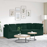 Modularna sofa s jastucima, baršunasta tamnozelena