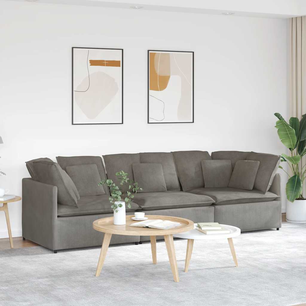 Modularna sofa s jastucima, korduro tkanina, svijetlo siva