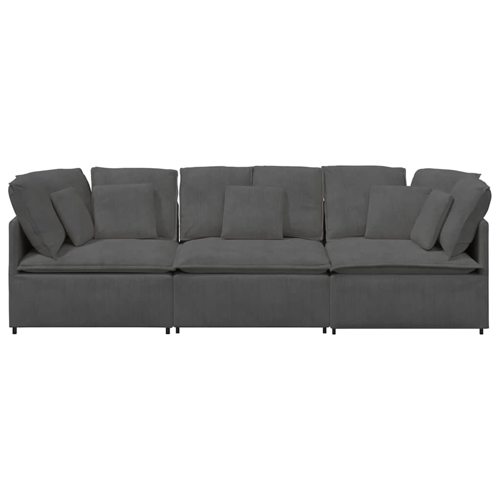Modularna sofa s jastucima, korduro tkanina, tamno siva