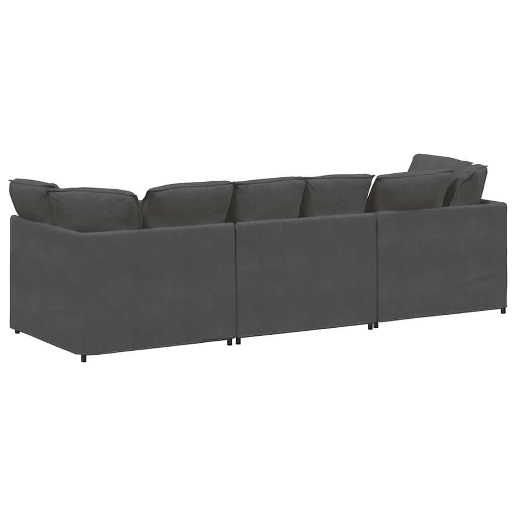 Modularna sofa s jastucima, korduro tkanina, tamno siva