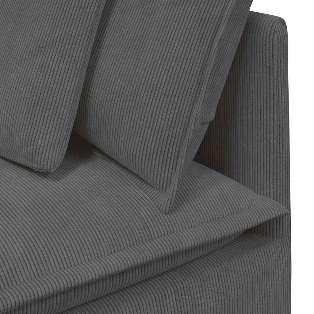 Modularna sofa s jastucima, korduro tkanina, tamno siva