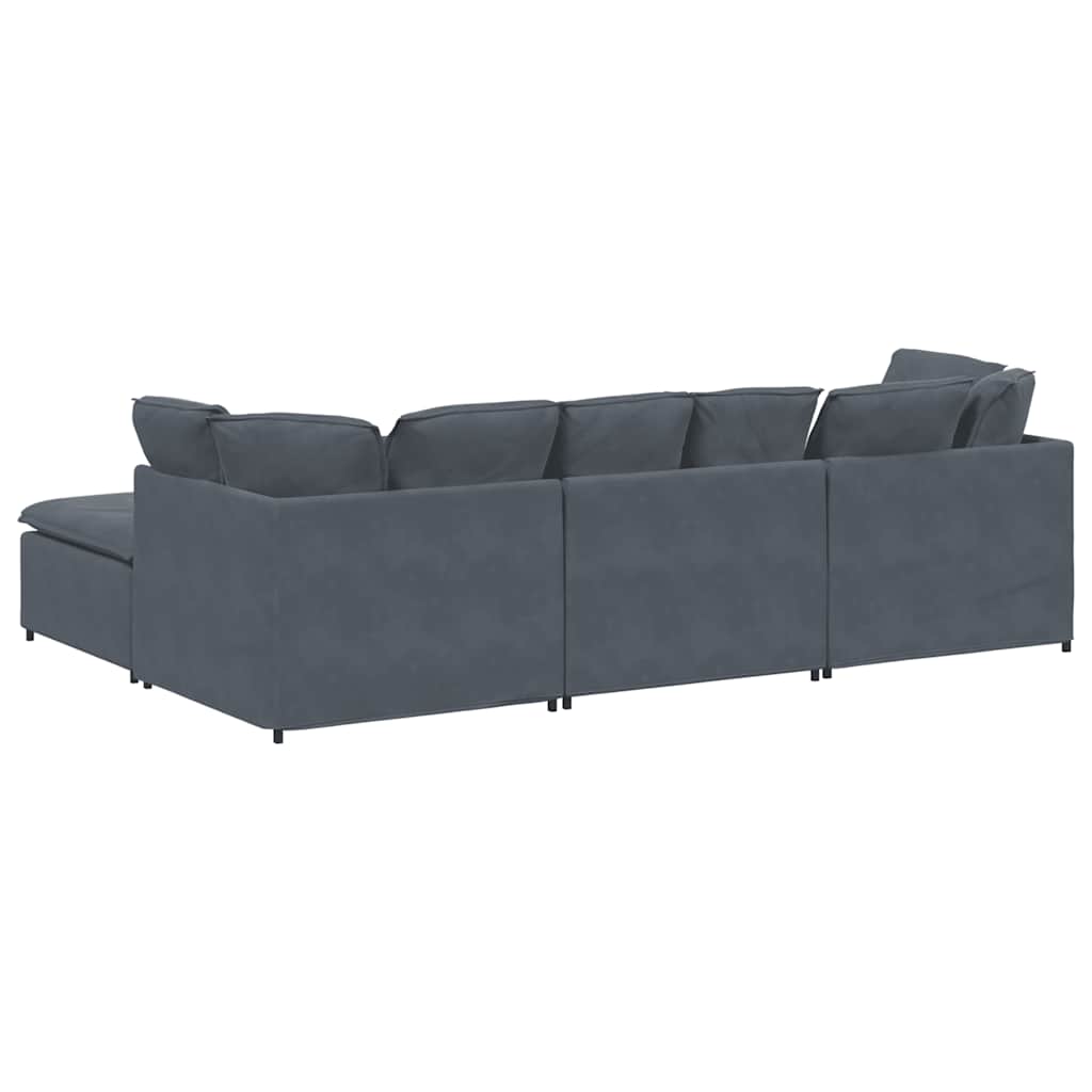 Modularna sofa s podnožjem i jastucima, baršunasta tamno siva