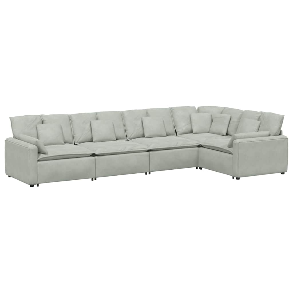 Modularna sofa s jastucima, baršunasta, svijetlosiva