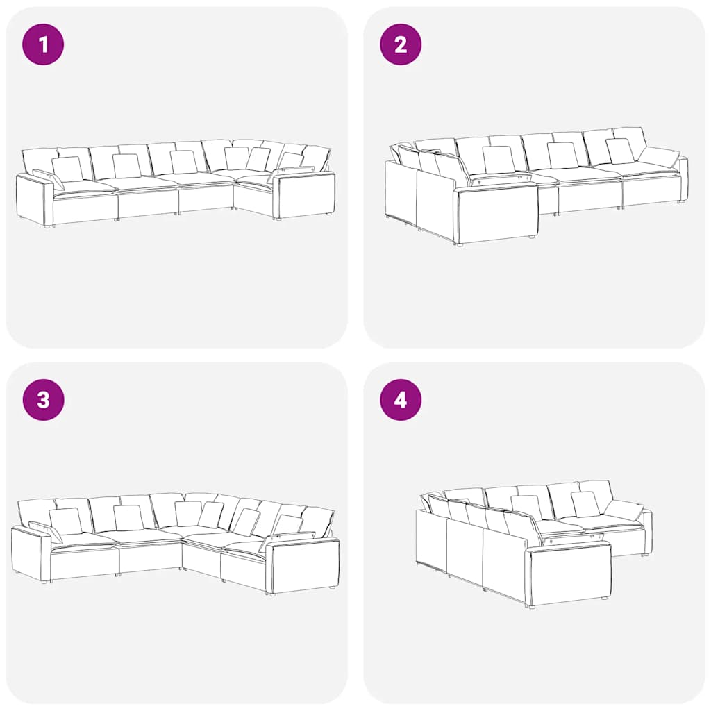 Modularna sofa s jastucima, baršunasta, svijetlosiva