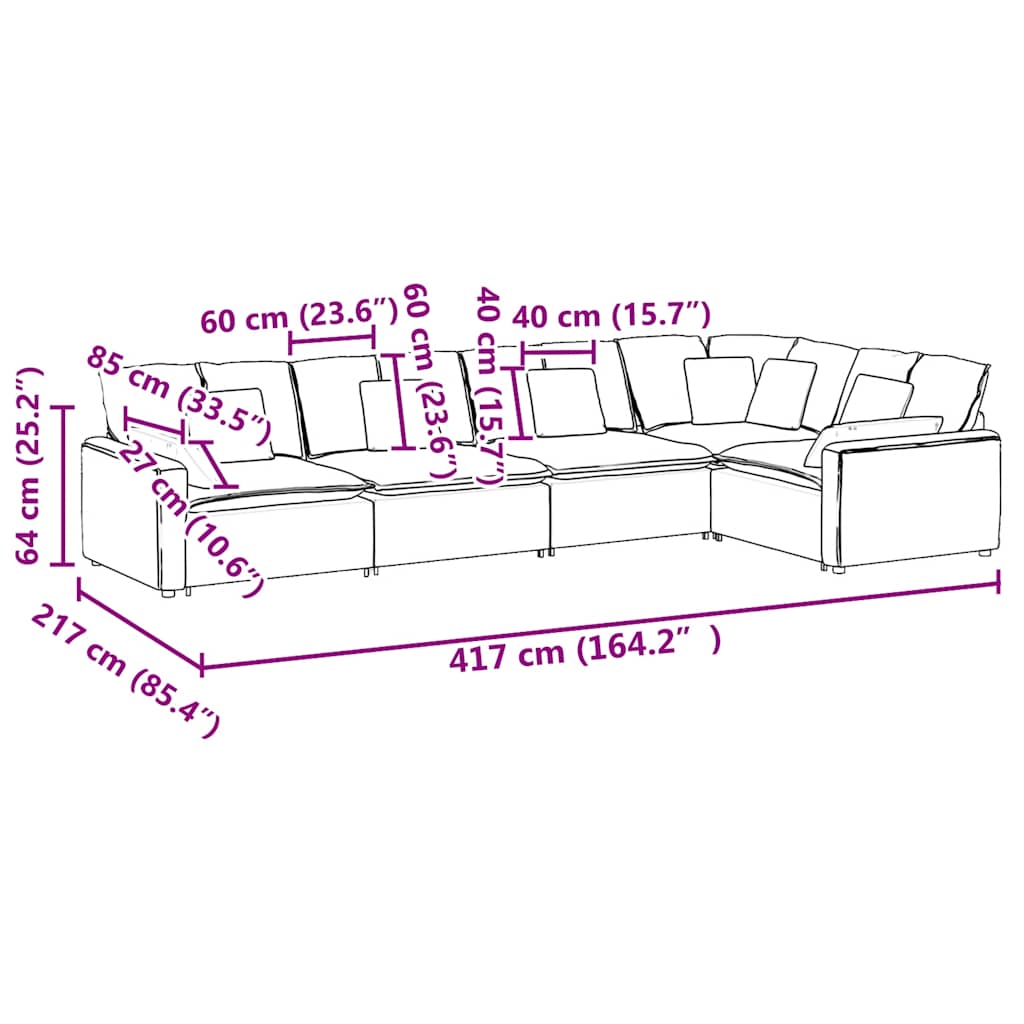 Modularna sofa s jastucima, baršunasta tamnozelena