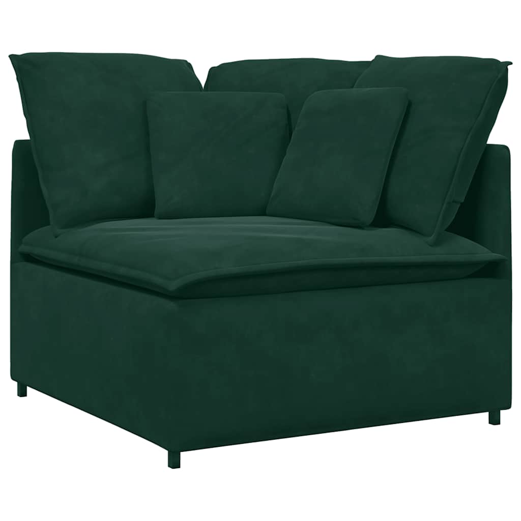 Modularna sofa s jastucima, baršunasta tamnozelena