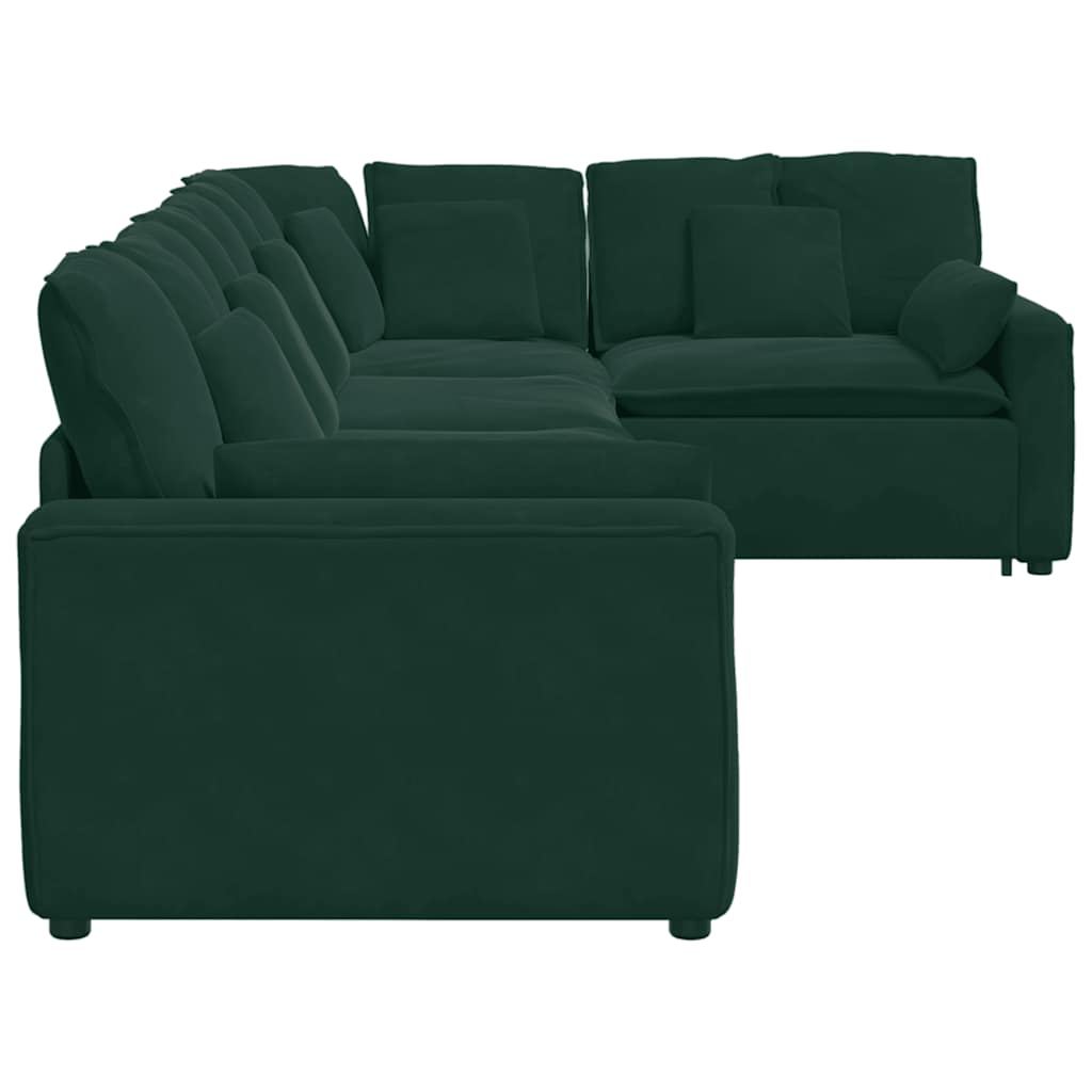 Modularna sofa s jastucima, baršunasta tamnozelena