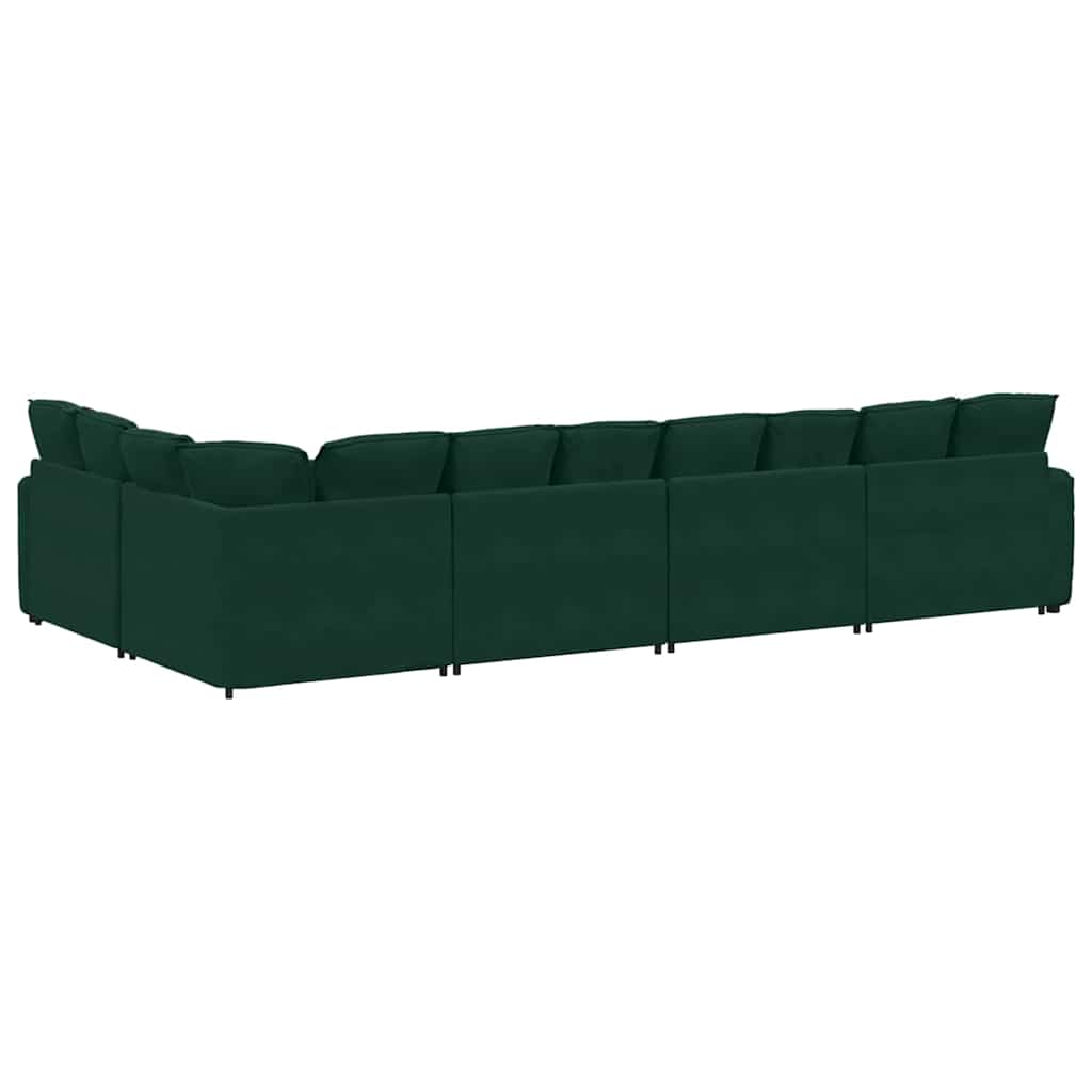 Modularna sofa s jastucima, baršunasta tamnozelena