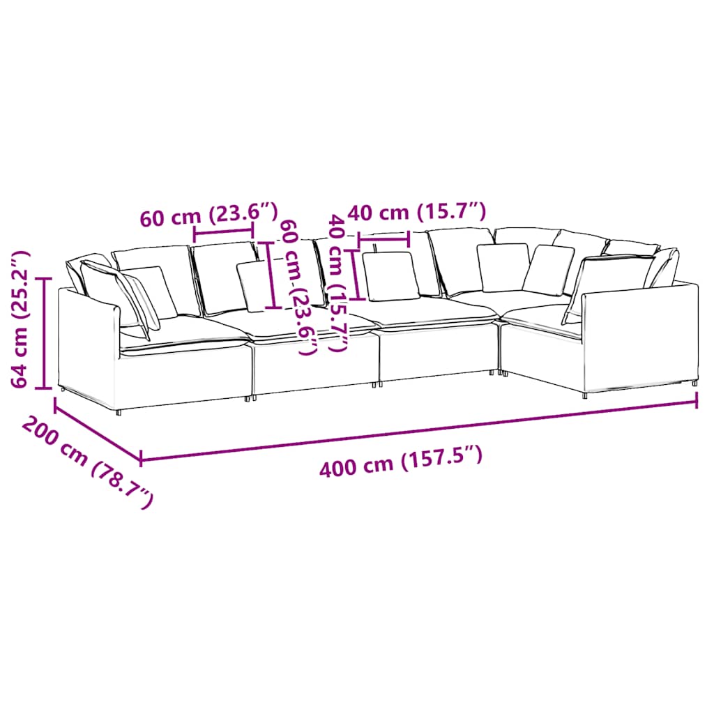 Modularna sofa s jastucima, plava baršunasta