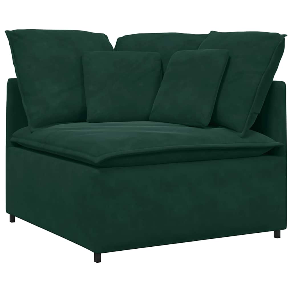 Modularna sofa s jastucima, baršunasta tamnozelena