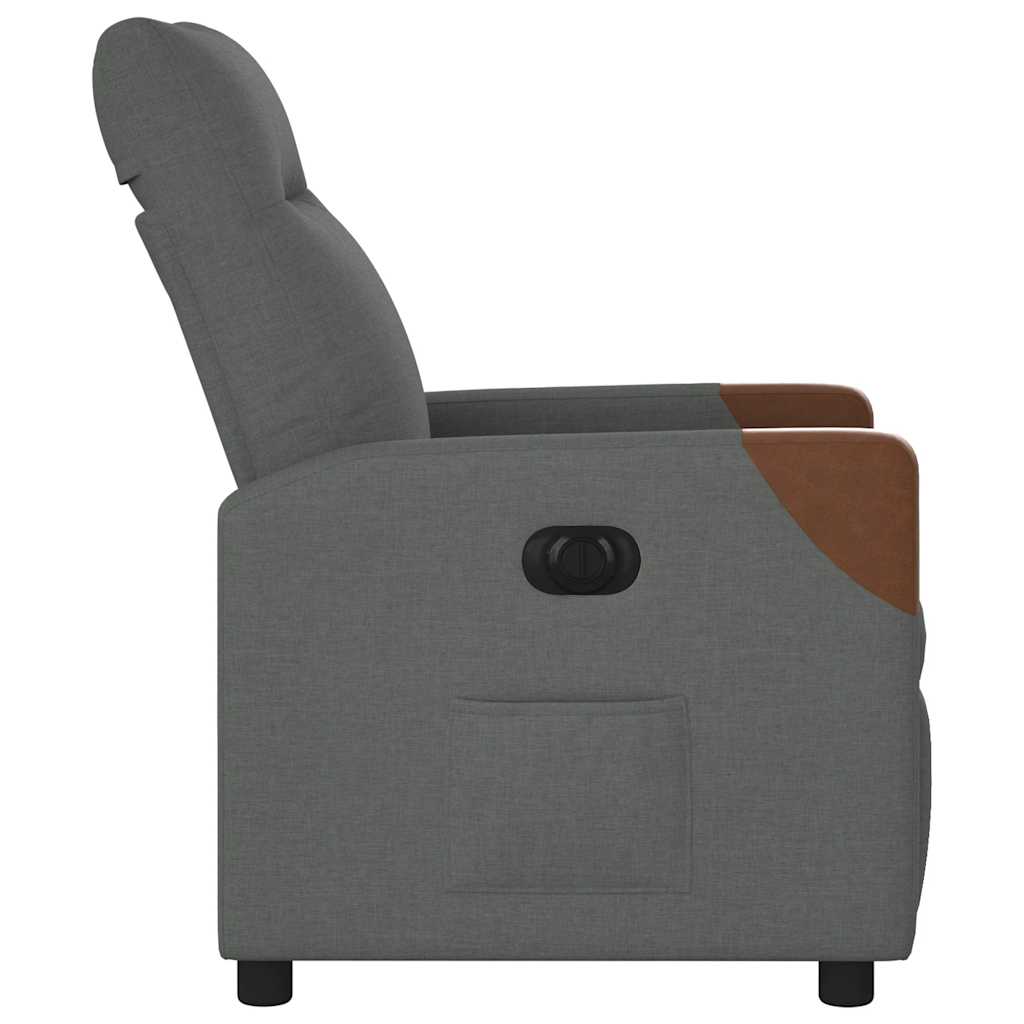 Električni naslonjač od tkanine tamnosivi