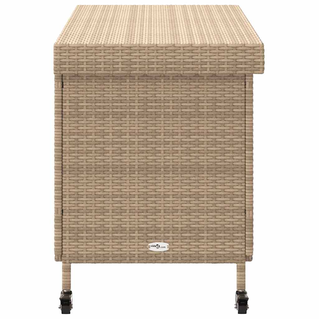 Vrtna kutija za pohranu s kotačima miješana bež 110x55x73 cm