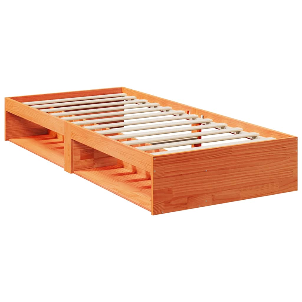 Dnevni krevet s madracem od voska smeđi 100x200cm puno drvo bor