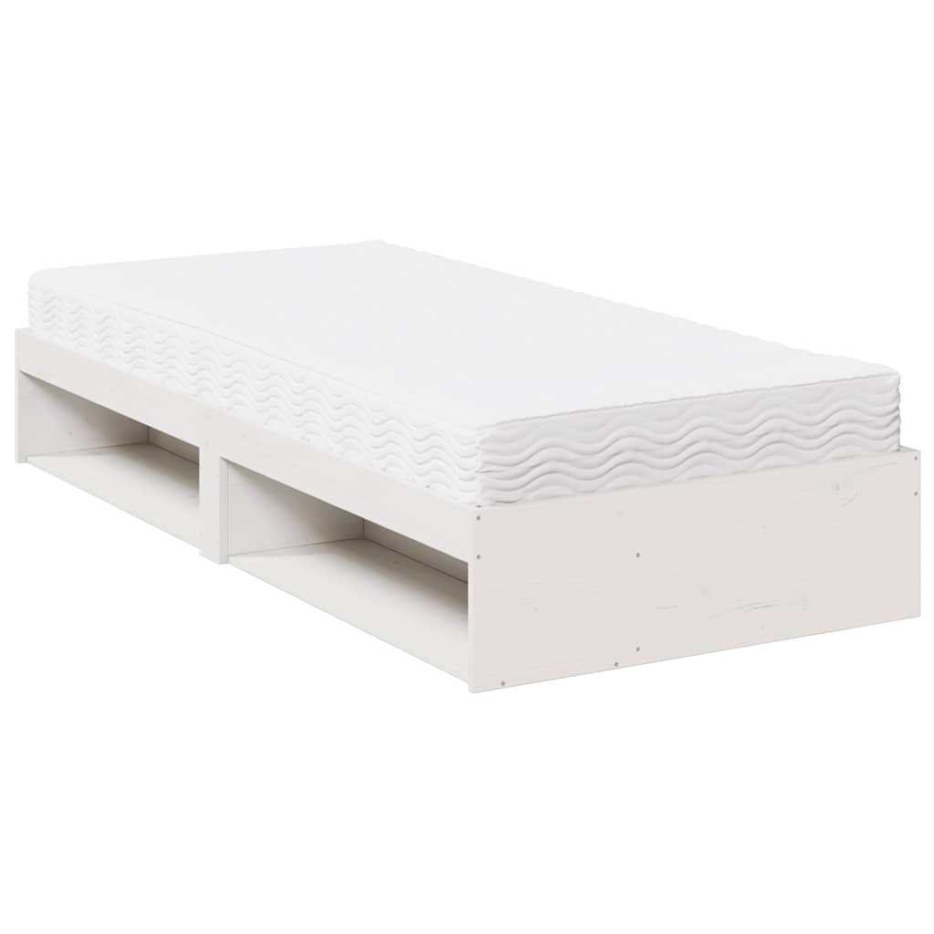Dnevni krevet s madracem bijeli 90 x 200 cm masivna borovina