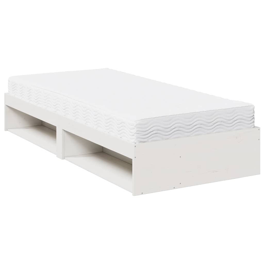 Dnevni krevet s madracem bijeli 80 x 200 cm od masivne borovine