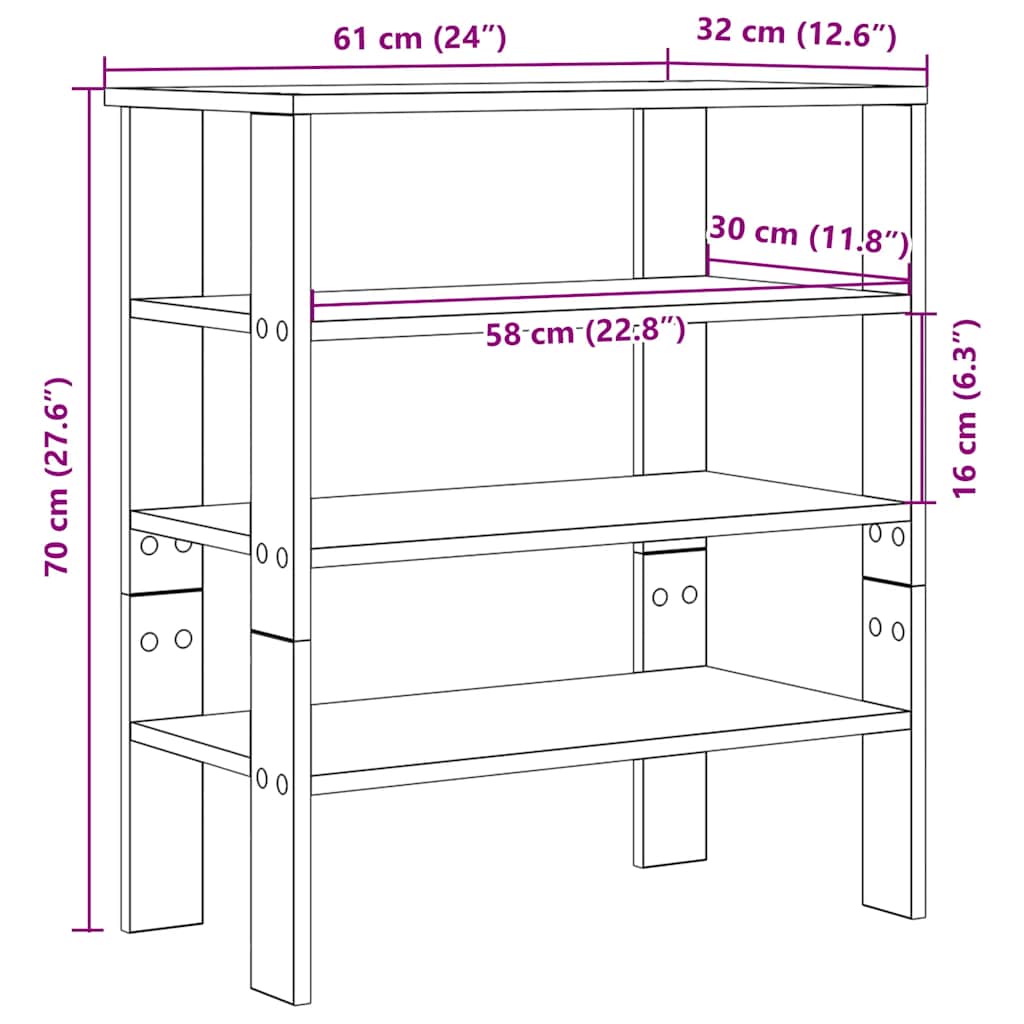 Stalak za cipele boja staro drvo 61x32x70 cm konstruirano drvo