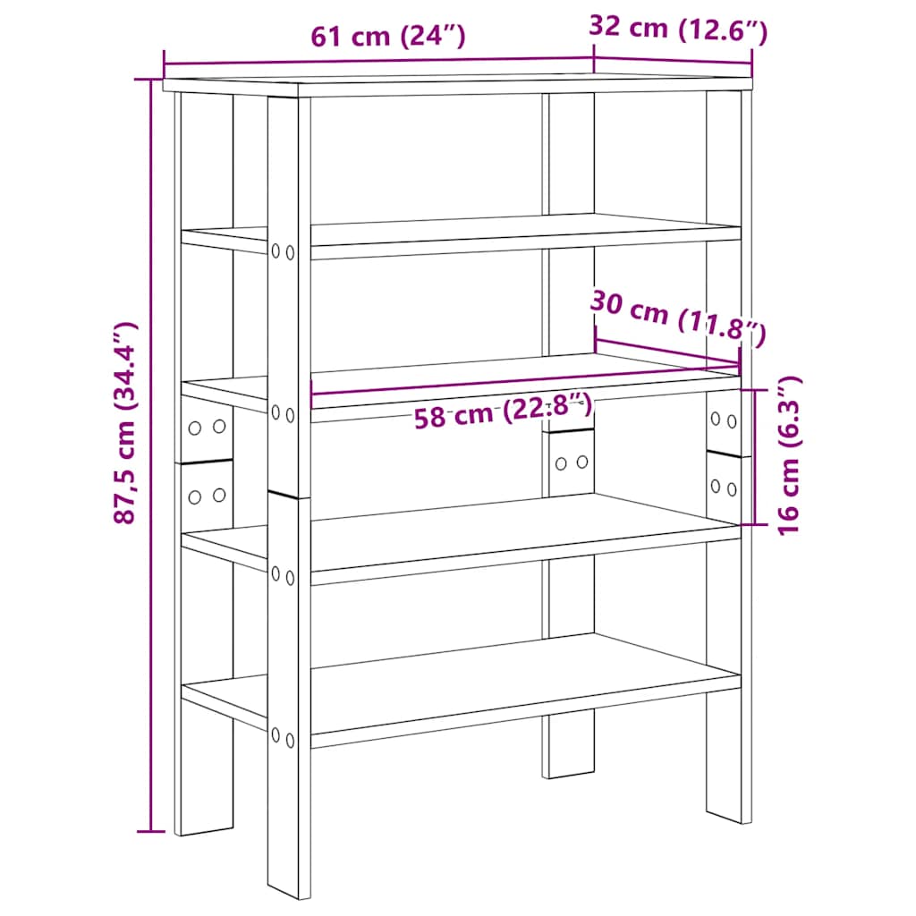 Stalak za cipele boja betona 61x32x87,5 cm konstruirano drvo