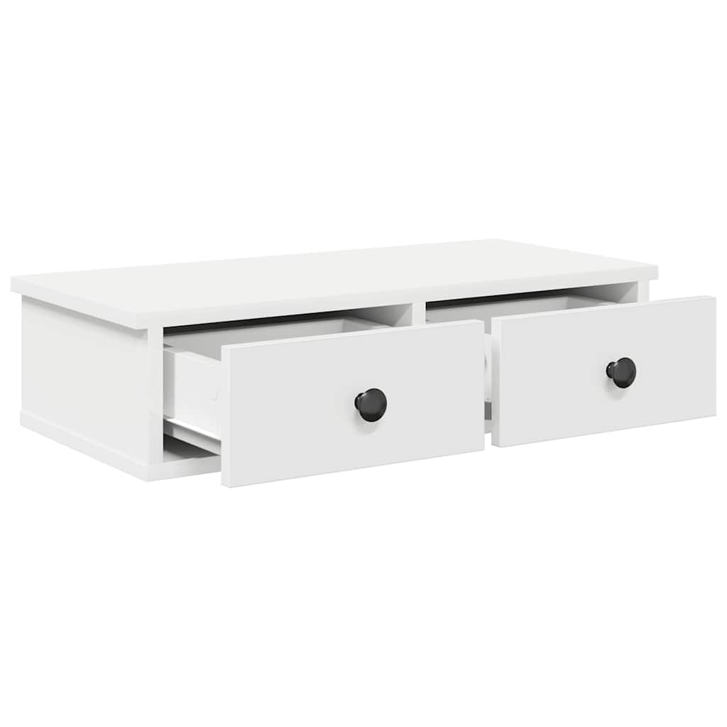 Zidna polica s ladicama bijela 60x28x15 cm konstruirano drvo