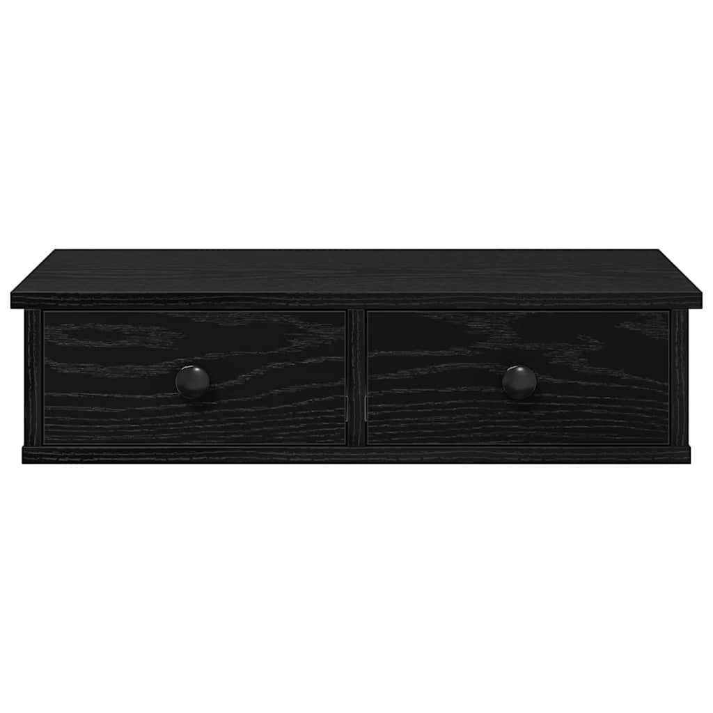 Zidna polica s ladicama crna 60x28x15 cm izrađeno drvo