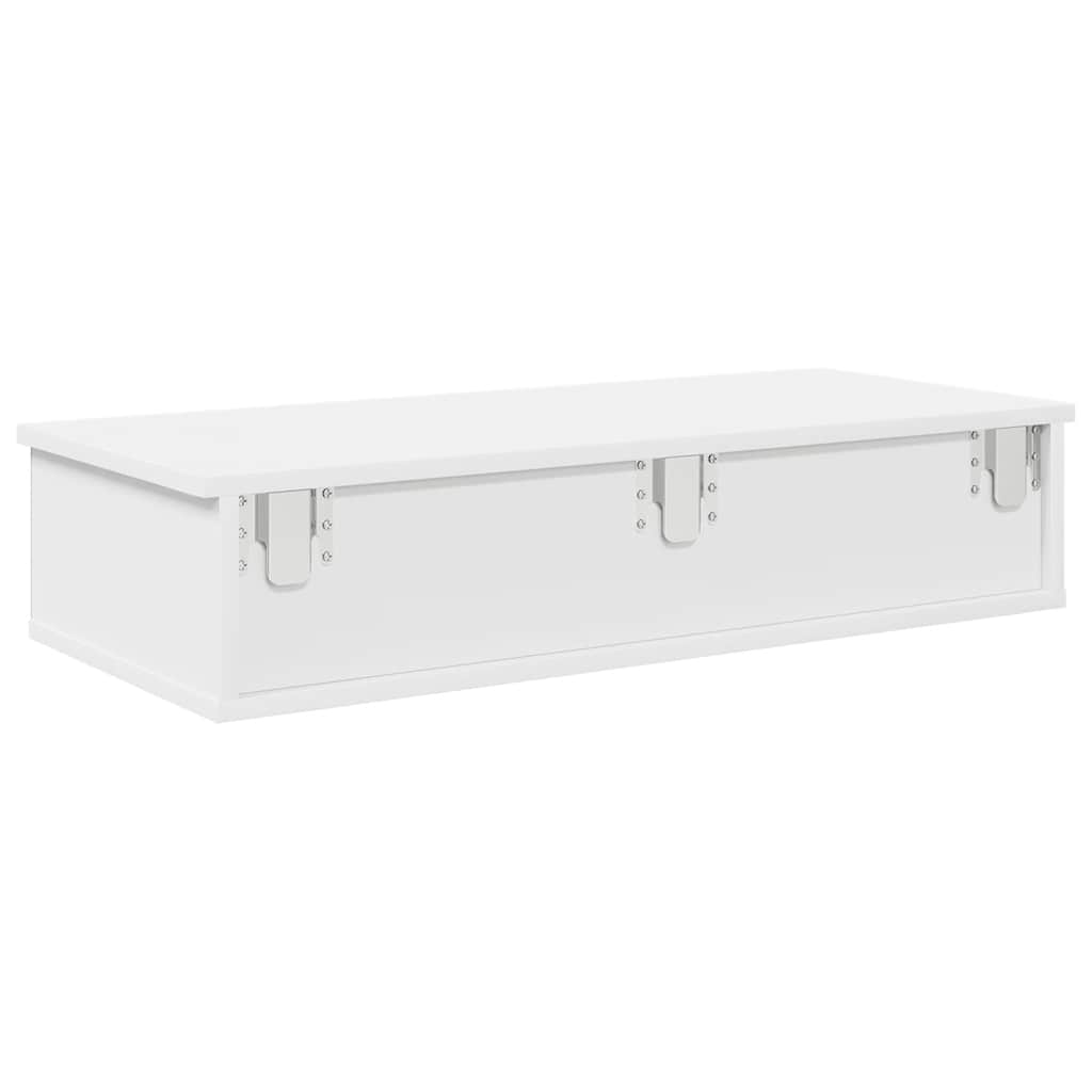 Zidna polica s ladicama bijela 80x34x17 cm izrađeno drvo