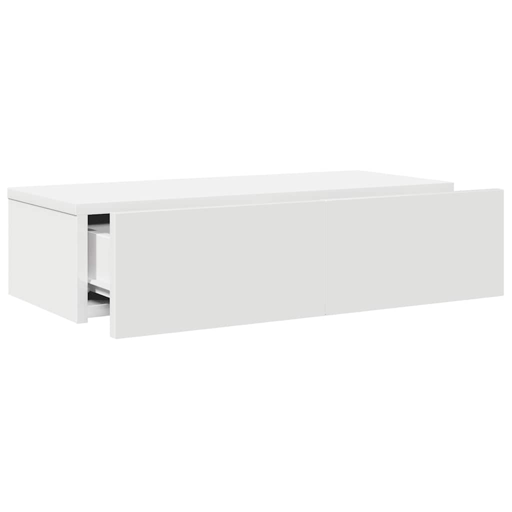 Zidna polica s ladicama bijela 60x26,5x15 cm izrađeno drvo