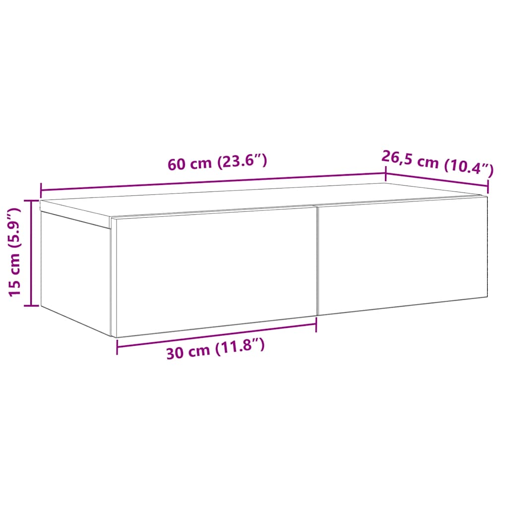 Zidna polica s ladicama crna 60x26,5x15 cm izrađeno drvo