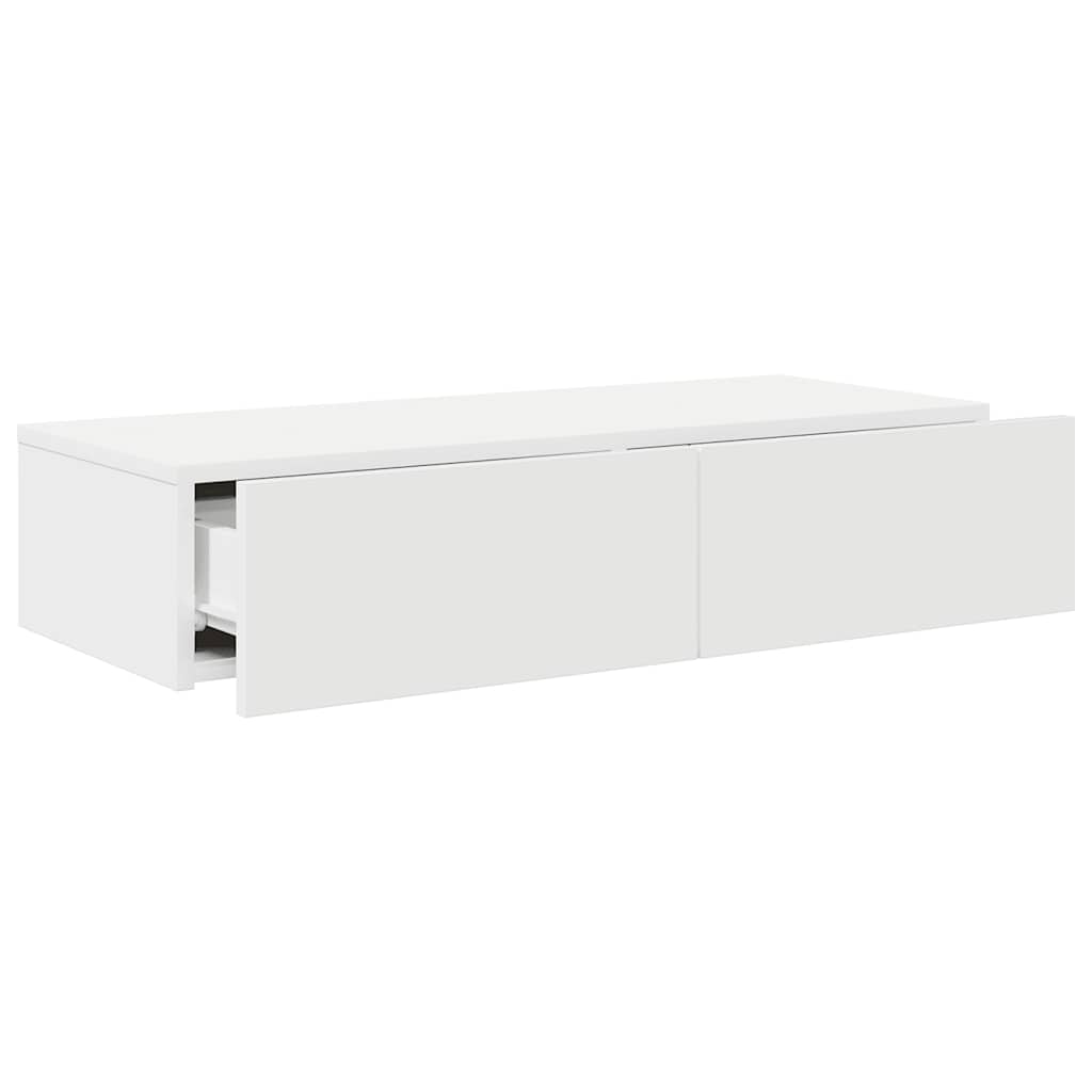 Zidna polica s ladicama bijela 80x33x17 cm izrađeno drvo