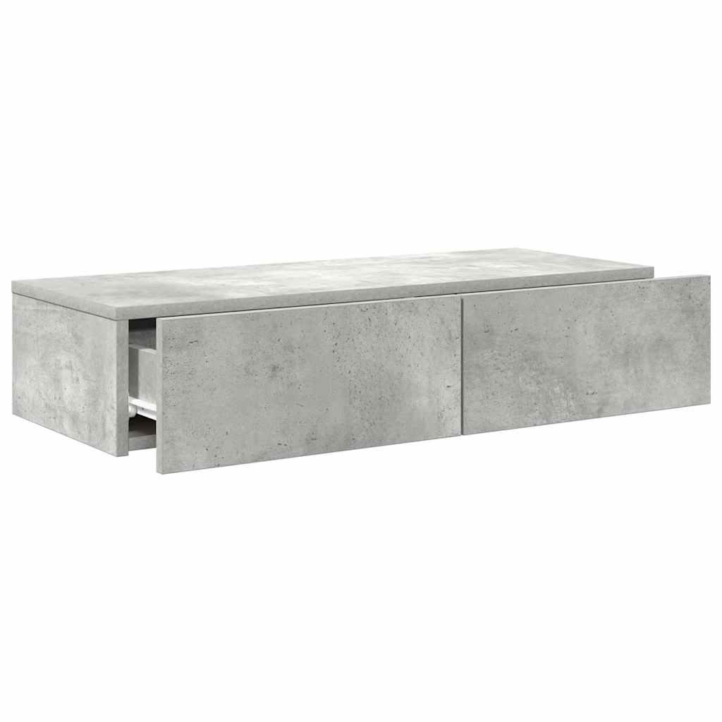 Zidna polica s ladicama beton siva 80x33x17cm konstruirano drvo