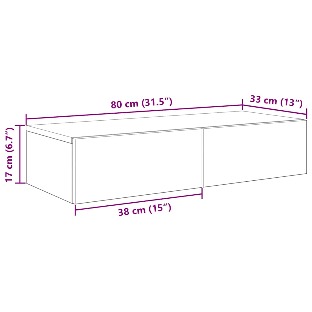 Zidna polica s ladicama beton siva 80x33x17cm konstruirano drvo