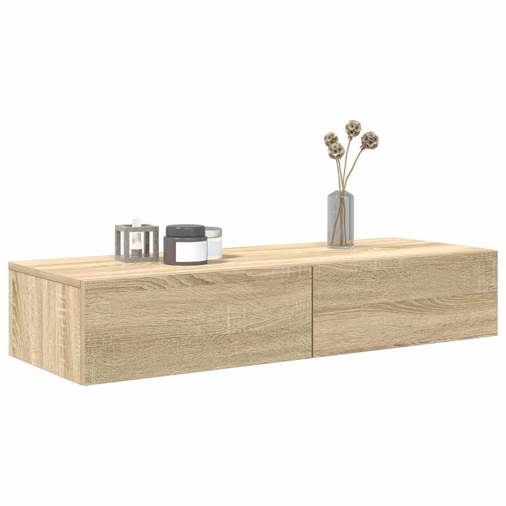 Zidna polica s ladicama sonoma hrast 100x36x19 cm izrađeno drvo