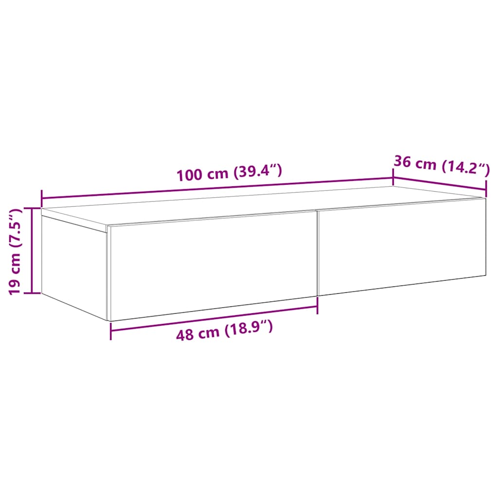 Zidna polica s ladicama sonoma hrast 100x36x19 cm izrađeno drvo