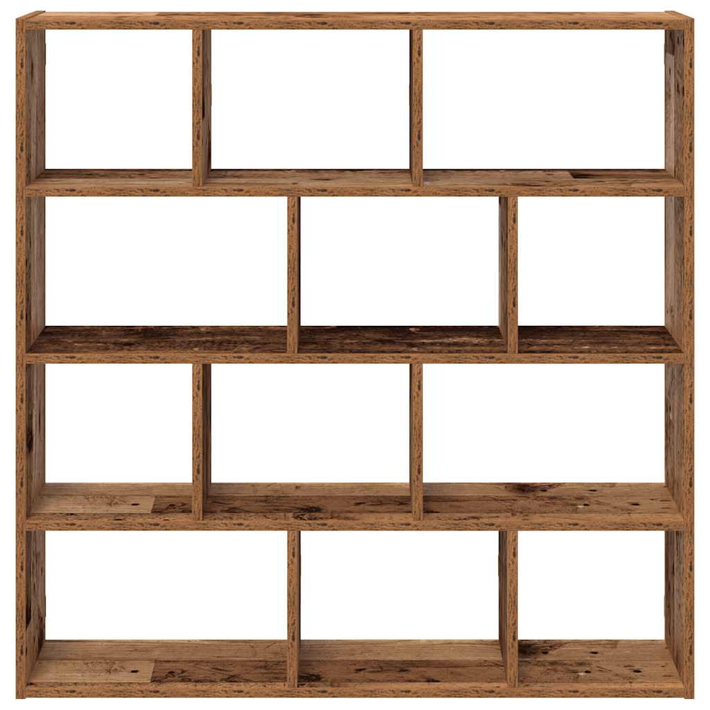 Zidna kockasta polica s 12 odjeljaka Staro drvo obrađeno drvom